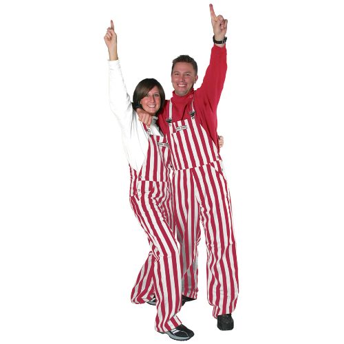 ADULT RED AND WHITE STRIPED OVERALLS