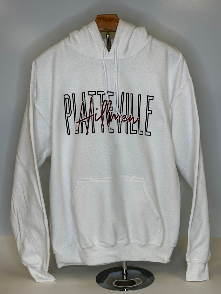 Platteville Hillmen Cursive Hoodie